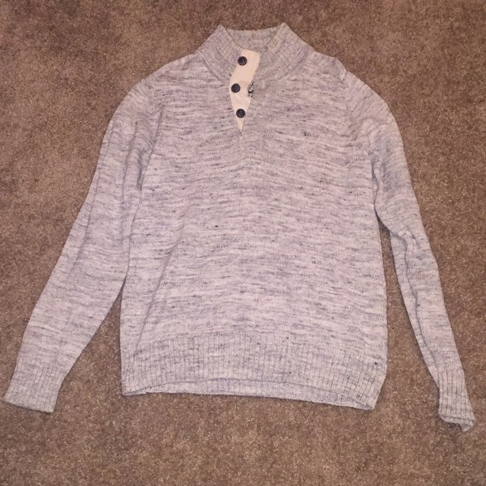 Gray 3-Buttoned Collared Sweater - image 1